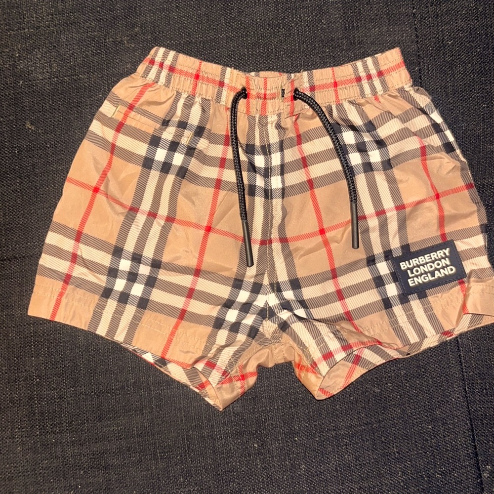 Burberry swim trunks for 6 month can be worn up to a year old